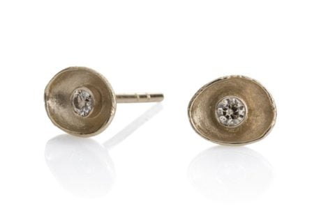 Waterlily Earrings Gold Diamond 007